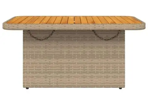 Masă de grădină, bej, 90x55x71 cm, poliratan și lemn de acacia - 5/5