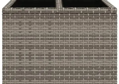 Masă de grădină cu blat din sticlă, gri, 55x55x37 cm, poliratan - 4/5