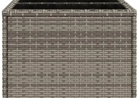 Masă de grădină cu blat din sticlă, gri, 55x55x37 cm, poliratan - 5/5