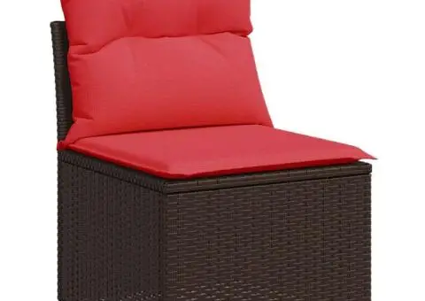 Canapea de grădină fără brațe cu perne, maro, din poliratan - 2/5