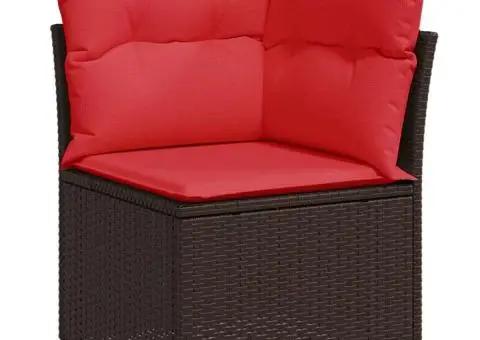 Canapea de grădină de colț cu perne, maro, din poliratan - 2/5