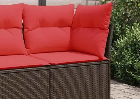 Canapea de grădină de colț cu perne, maro, din poliratan - 3/5