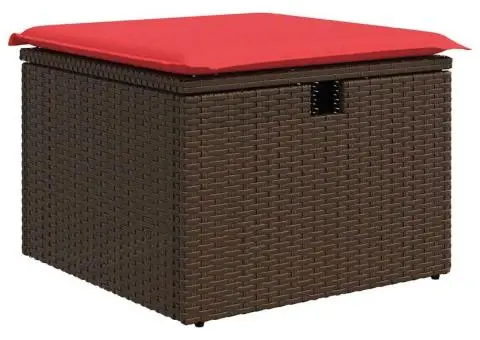 Scaun de grădină cu pernă, maro, 55x55x37 cm, poliratan - 2/5