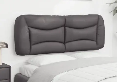 Pernă pentru tăblie pat, gri, 140 cm, piele artificială - 4/5