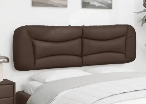 Pernă pentru tăblie pat, maro, 180 cm, piele artificială - 4/5