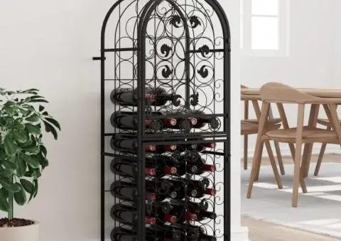 Suport sticle vin 41 de sticle, negru 45x36x120 cm fier forjat - 1/5