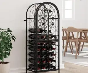 vidaXL Suport sticle vin 41 de sticle, negru 45x36x120 cm fier forjat