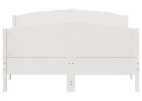 Cadru de pat fără saltea, alb, 120x190 cm, lemn masiv pin - 4/5