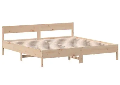 Cadru de pat fără saltea, 200x200 cm, lemn masiv pin - 3/5