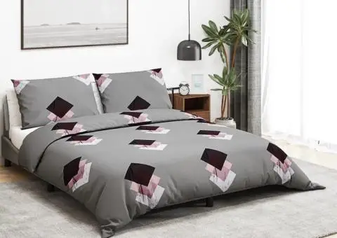 Set cu husă de pilotă, gri, 135x200 cm, bumbac - 1/5