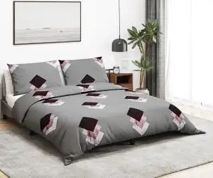 vidaXL Set cu husă de pilotă, gri, 135x200 cm, bumbac