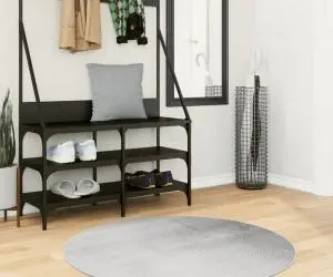 vidaXL Covor "IZA" aspect scandinav, cu fire scurte, gri, Ø 100 cm