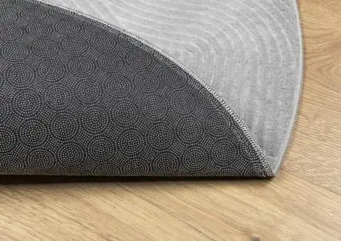 Covor "IZA" aspect scandinav, cu fire scurte, gri, Ø 100 cm - 5/5