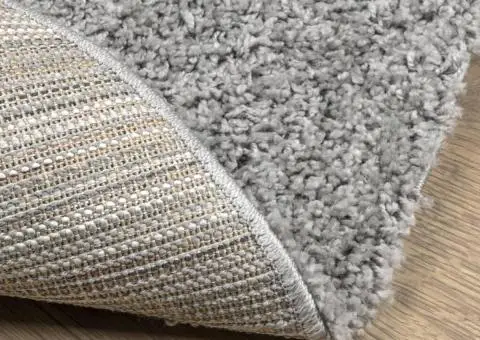 Covor pufos "PAMPLONA" cu fire înalte, gri modern, Ø 120 cm - 5/5