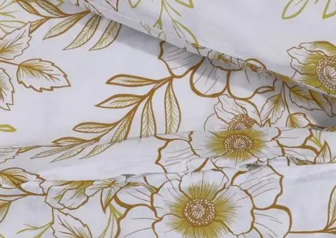 Set cu husă de pilotă, alb și maro, 260x240 cm, bumbac - 4/5