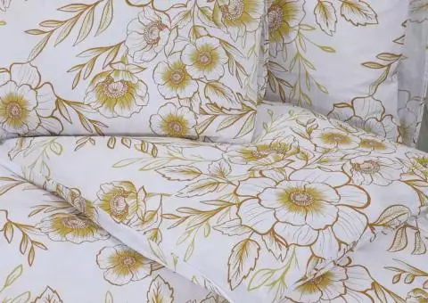 Set cu husă de pilotă, alb și maro, 260x240 cm, bumbac - 5/5