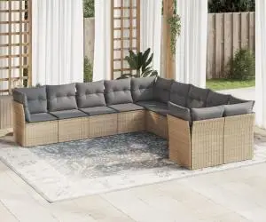 vidaXL Set canapele de grădină cu perne, 10 piese, bej, poliratan