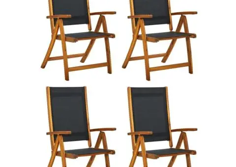 Scaune de grădină pliabile 4 buc. lemn masiv acacia & textilenă - 1/5