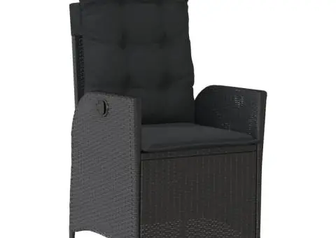 Set mobilier de grădină cu perne, 5 piese, negru, poliratan - 3/5