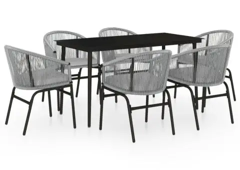 Set mobilier de grădină, 7 piese, gri - 2/5