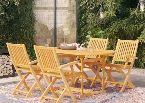 Set de masă pentru grădină, 5 piese, lemn masiv de tec - 1/5