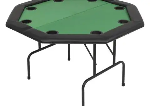 Masă poker pliabilă în două părți, 8 jucători, octogonal, Verde - 2/5