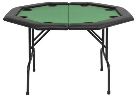 Masă poker pliabilă în două părți, 8 jucători, octogonal, Verde - 3/5
