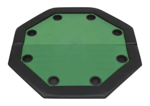Masă poker pliabilă în două părți, 8 jucători, octogonal, Verde - 4/5