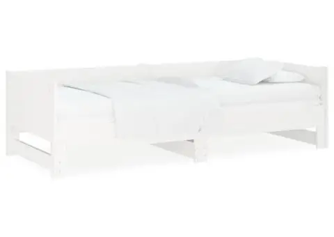 Pat extensibil de zi, alb, 2x(90x190) cm, lemn masiv de pin - 2/5