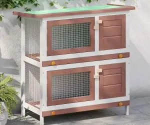 vidaXL Cușcă de iepuri pentru exterior, 4 uși, roșu, lemn