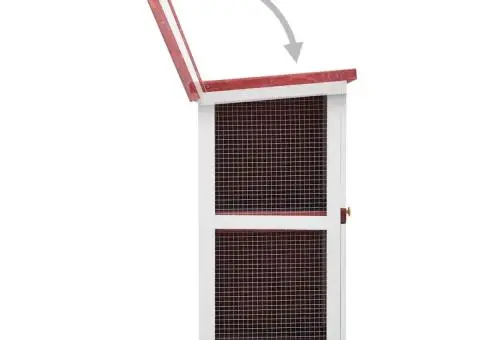 Cușcă de iepuri pentru exterior, 4 uși, roșu, lemn - 5/5