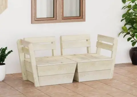 Canapea de grădină din paleți, 2 locuri, lemn de molid tratat - 1/5