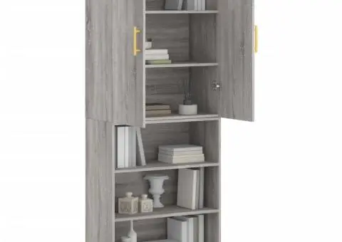 Dulap înalt, gri sonoma, 69,5x34x180 cm, lemn compozit - 3/5