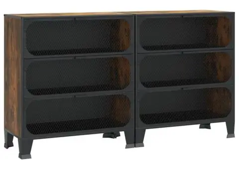 Dulapuri de depozitare 2 buc. maro rustic 72x36x82 cm metal/MDF - 2/5