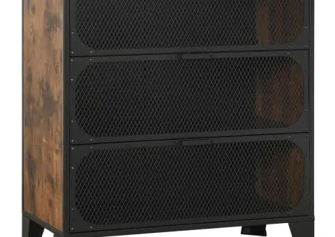 Dulapuri de depozitare 2 buc. maro rustic 72x36x82 cm metal/MDF - 3/5