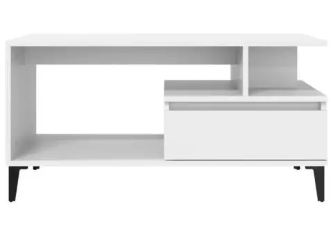 Măsuță de cafea, alb, 90x49x45 cm, lemn prelucrat - 5/5