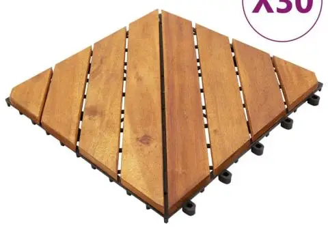 Plăci pardoseală, 30 buc., maro, 30x30 cm, lemn masiv de acacia - 1/5