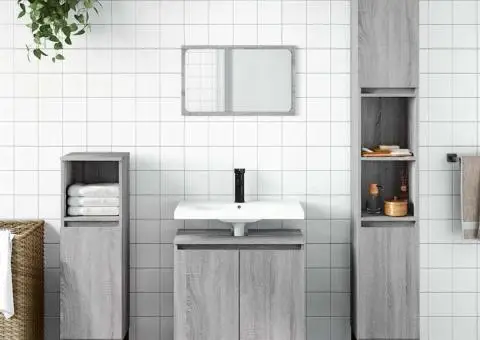 Dulap de baie, gri sonoma, 58x33x60 cm, lemn prelucrat - 1/5