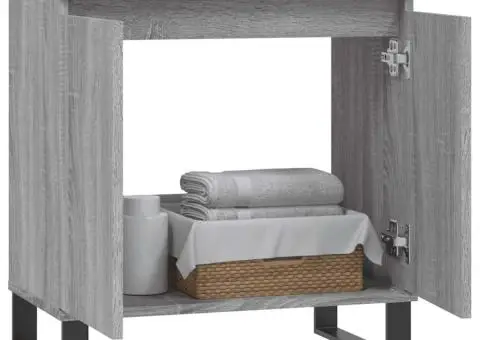 Dulap de baie, gri sonoma, 58x33x60 cm, lemn prelucrat - 3/5