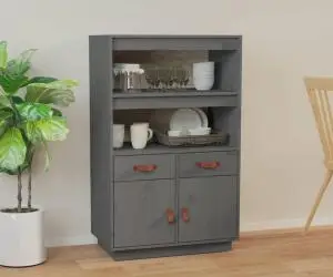 vidaXL Dulap înalt, gri, 67x40x108,5 cm, lemn masiv de pin