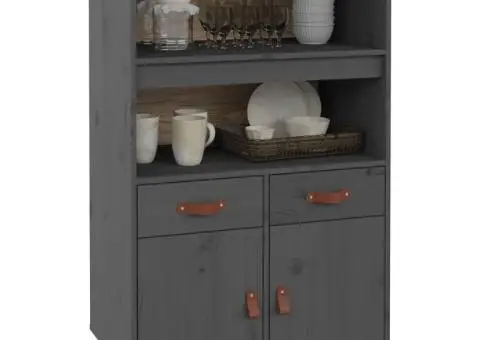 Dulap înalt, gri, 67x40x108,5 cm, lemn masiv de pin - 4/5