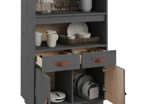 Dulap înalt, gri, 67x40x108,5 cm, lemn masiv de pin - 5/5