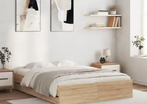 Cadru de pat cu sertare stejar sonoma 140x190 cm lemn prelucrat - 1/5