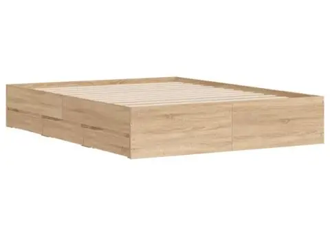 Cadru de pat cu sertare stejar sonoma 140x190 cm lemn prelucrat - 4/5