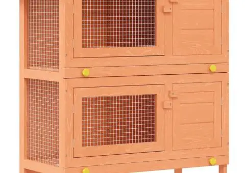 Cușcă de exterior iepuri cușcă adăpost animale mici, 4 uși, lemn - 2/5