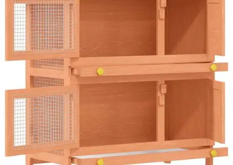 Cușcă de exterior iepuri cușcă adăpost animale mici, 4 uși, lemn - 4/5