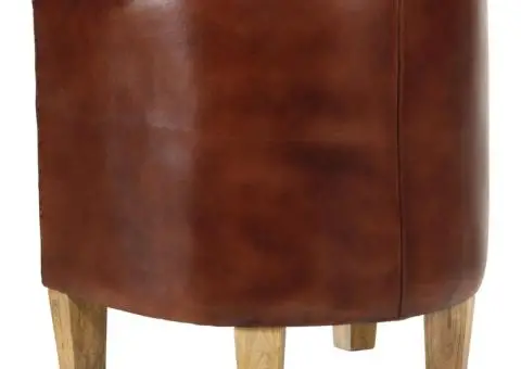 Fotoliu cu spătar rotund, maro, piele naturală - 4/5