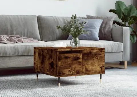 Măsuță de cafea, stejar afumat, 55x55x36,5 cm, lemn prelucrat - 1/5