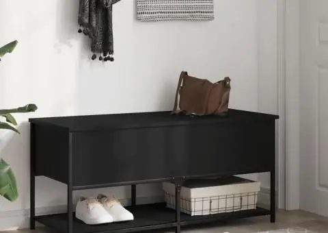 Bancă de depozitare, negru, 100x42,5x47 cm, lemn prelucrat - 3/5