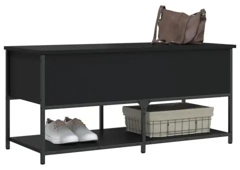 Bancă de depozitare, negru, 100x42,5x47 cm, lemn prelucrat - 4/5